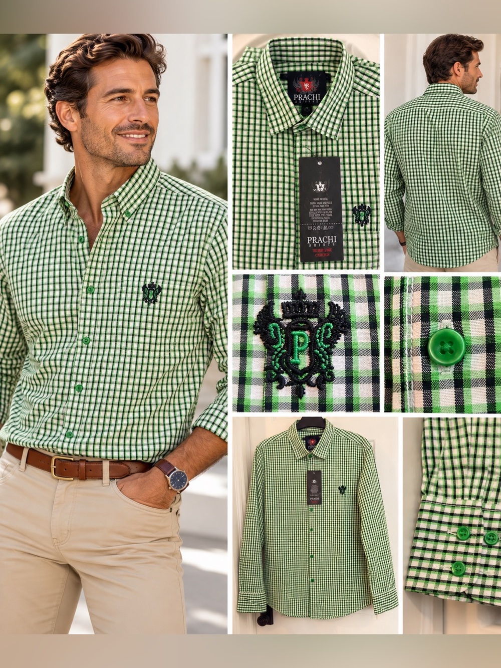 Prachi Shirts Green Plaid Button-Down – Men’s XL – New With Tags